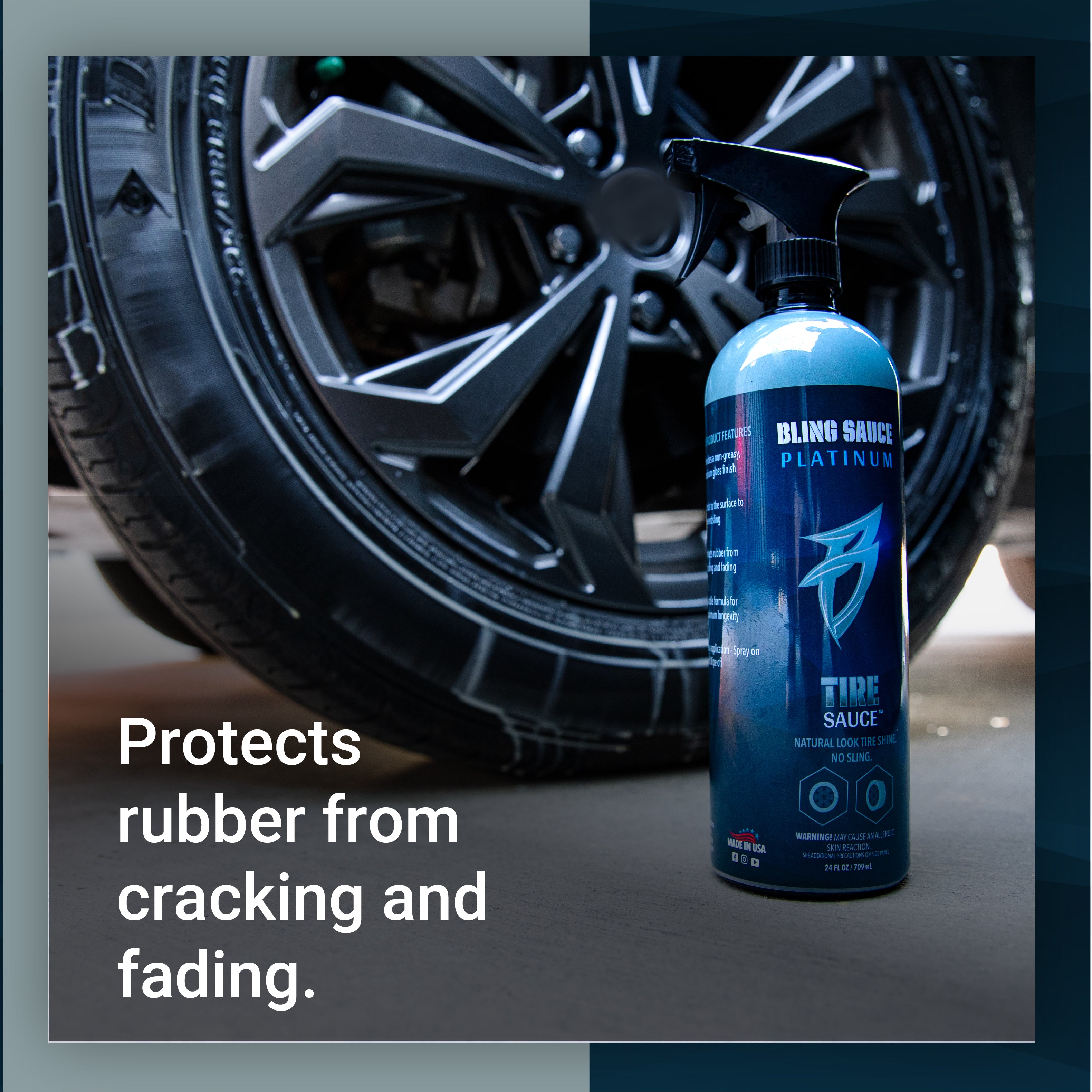 Premium tire protectant that prevents rubber from cracking and fading for long-lasting durability.