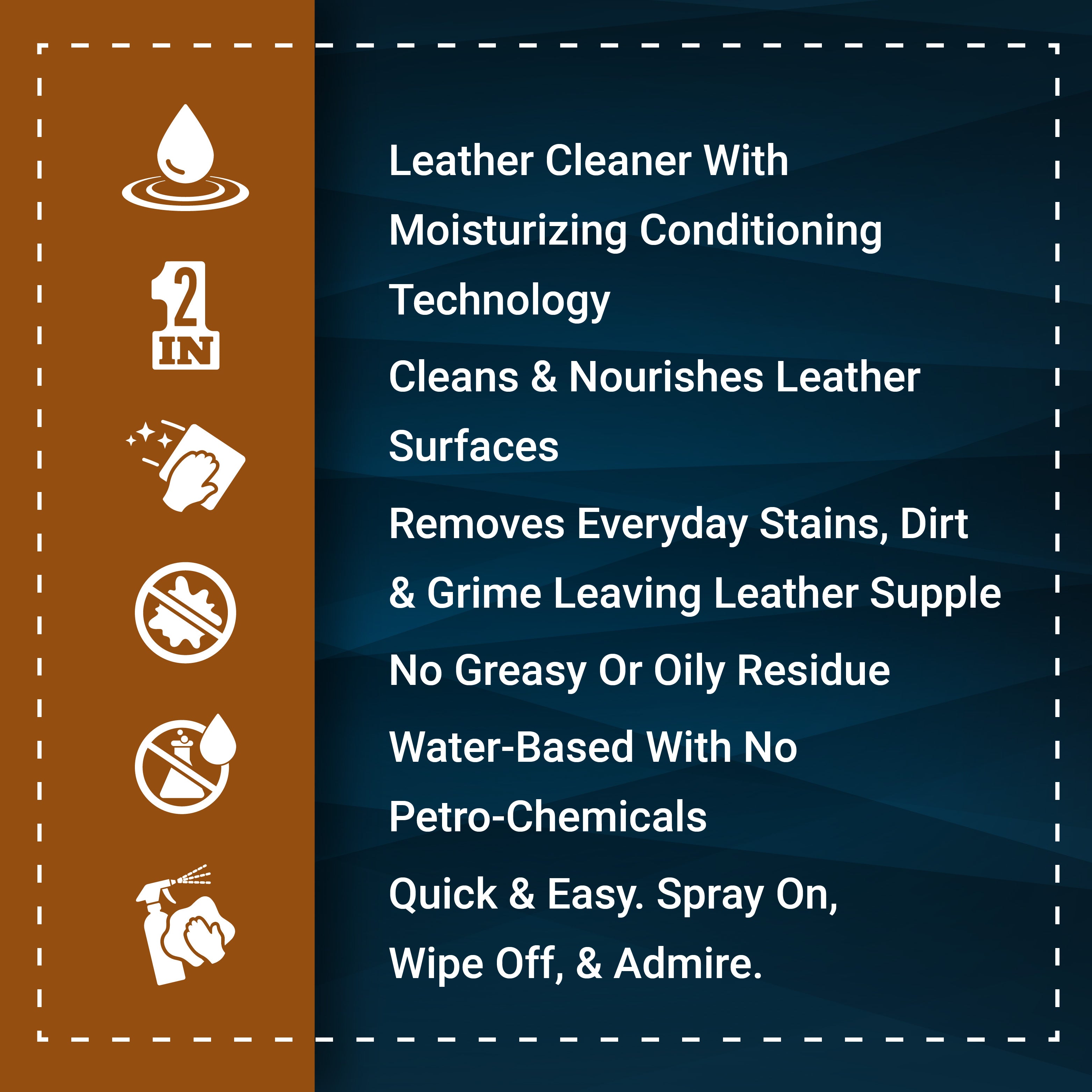 Leather Sauce is a moisturizing cleaner that nourishes leather, removing stains without greasy residue.