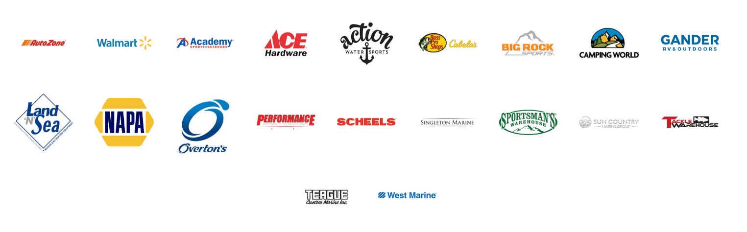 Collection of premium vehicle brands, including Land 'N Sea, NAPA, Overtone's, and West Marine, on a white background.