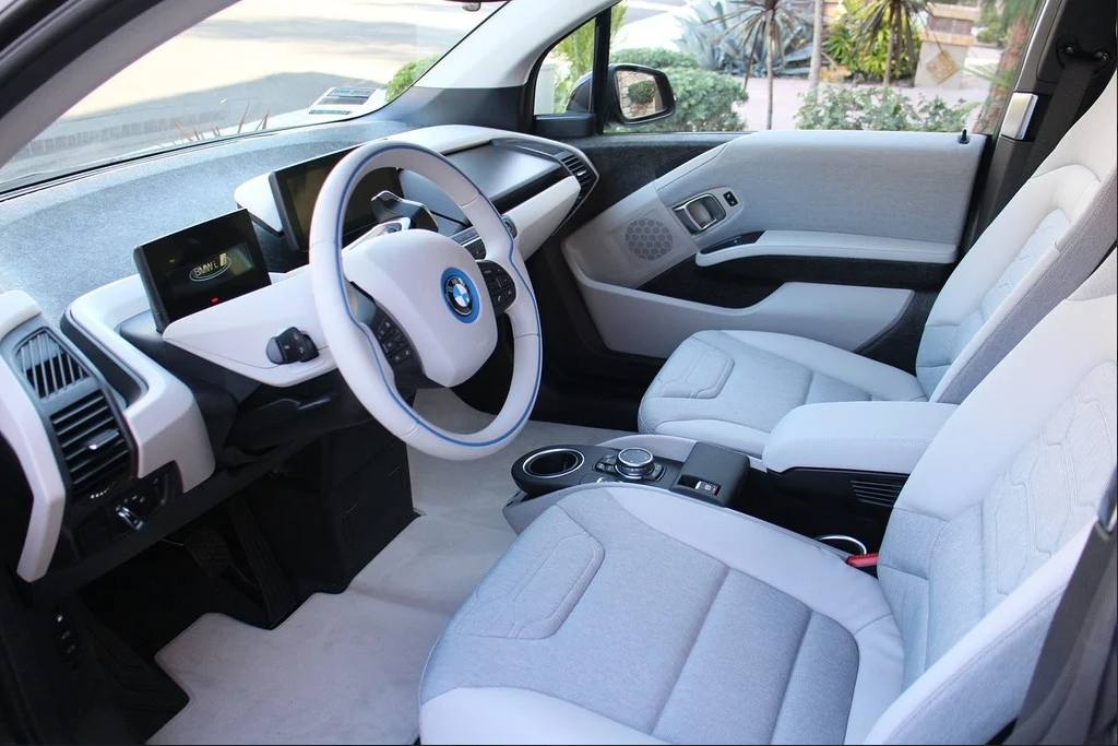 white leather car seats