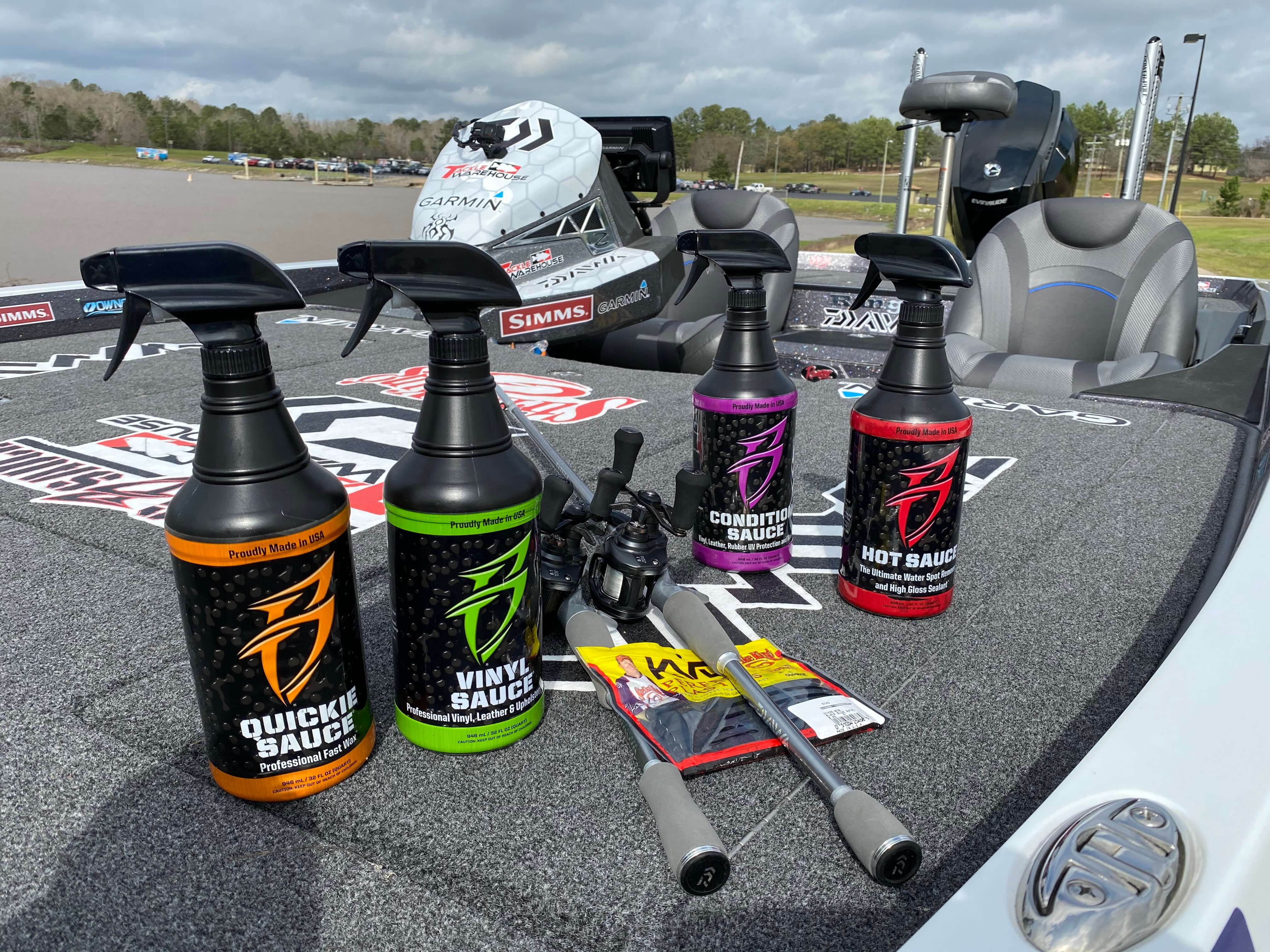 Bling Sauce products on a boat