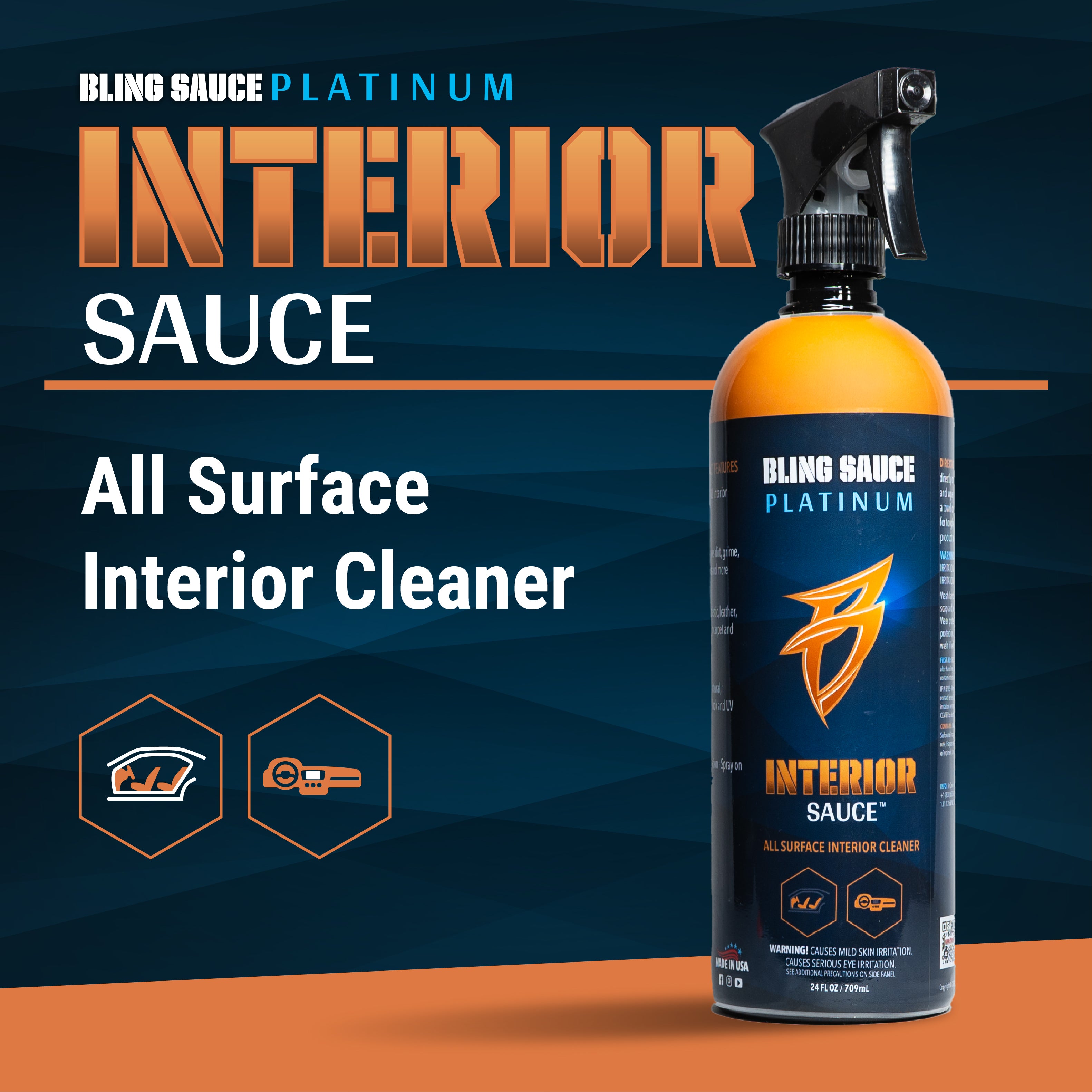 Premium all-surface interior cleaner bottle from Bling Sauce, designed for effective vehicle detailing and cleaning.