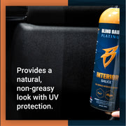 Bling Sauce Interior Sauce bottle showcasing a non-greasy interior cleaner with UV protection for vehicle surfaces.