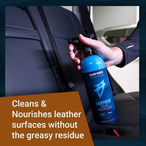 Premium leather cleaner and conditioner spray for nourishing surfaces without greasy residue. Ideal for vehicle interiors.