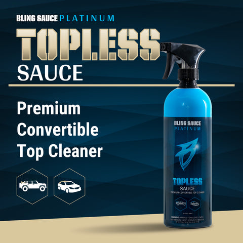 Premium convertible top cleaner in a spray bottle, designed for effective cleaning of fabric and vinyl tops.