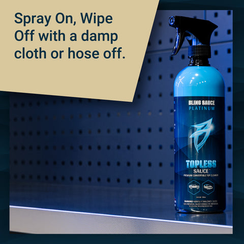 Premium Topless Sauce cleaner for effortless spray-on, wipe-off vehicle detailing on various surfaces.