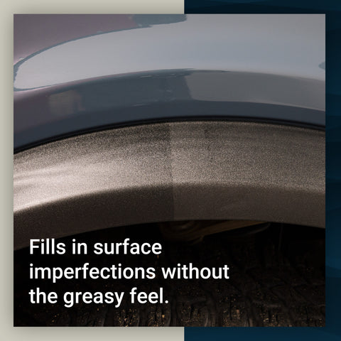 Close-up of a vehicle's trim showing Trim Sauce filling surface imperfections for a smooth, non-greasy finish.