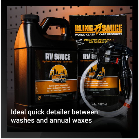 Premium RV Sauce for quick detailing, featuring high-quality ceramic coating and light-duty cleaner for RV maintenance.