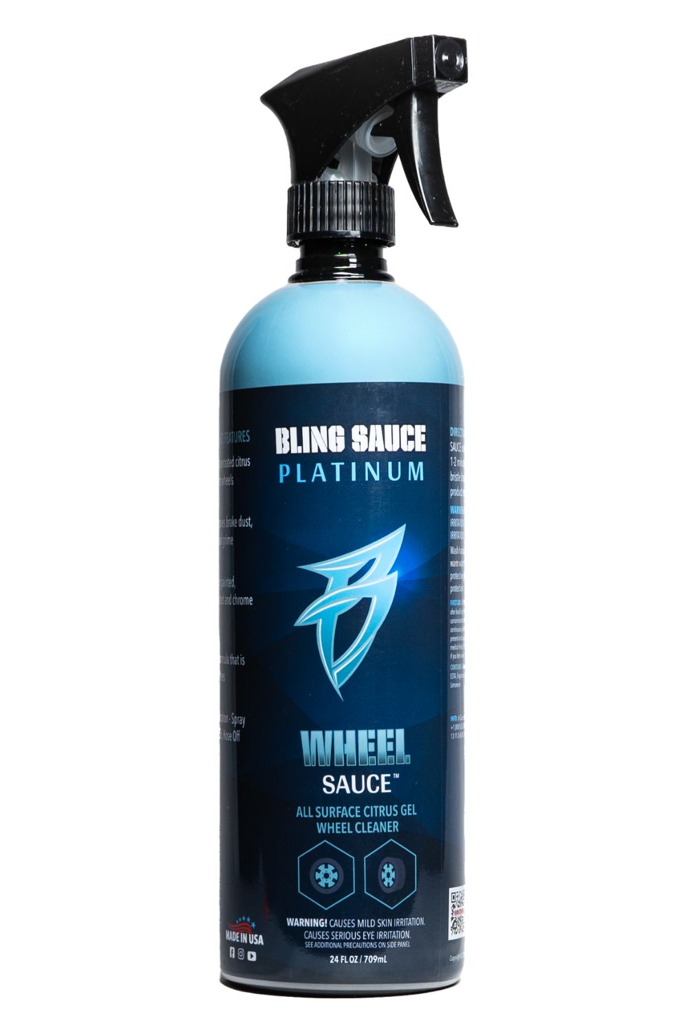 Bling Sauce Wheel Sauce is a citrus gel wheel cleaner in a spray bottle, designed for all surface cleaning.